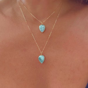 Larimar Gold Necklace // Larimar Necklace // Larimar Pendant Necklace //
