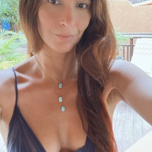 Larimar Gold Necklace // Larimar Oval Necklace // Larimar Pendant Necklace //
