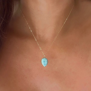 Larimar Gold Necklace // Larimar Oval Necklace // Larimar Pendant Necklace // Larimar Teardrop Pendant Necklace