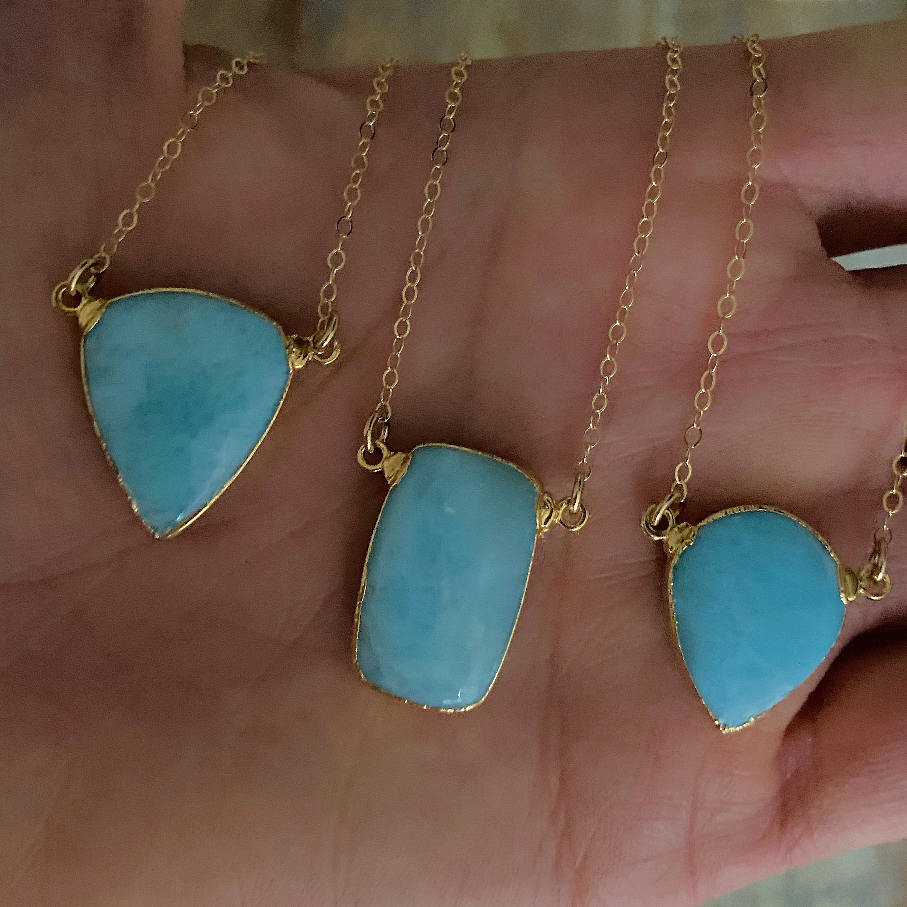 Larimar gold necklace Clearance