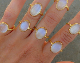 Selenite Gold Ring // Selenite Ring // Selenite Oval Ring //