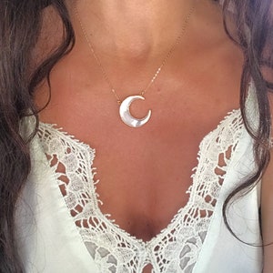 Gold Moon Necklace // Moon Necklace // Double Horn Moon Necklace // White Shell Moon Necklace