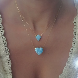 Larimar Heart Gold Necklace // Larimar Heart Necklace // Larimar Gold Necklace image 7