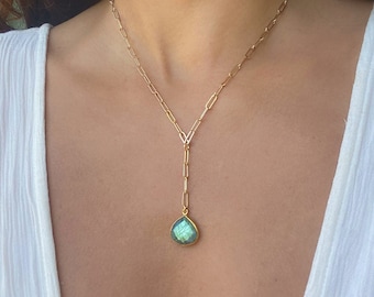 Labradorit Kette // Labradorit Gold Kette // Labradorit Lariat Kette //