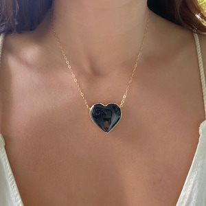 Black Tourmaline Gold Necklace // Black Tourmaline Heart Necklace // Black Tourmaline Gold Necklace
