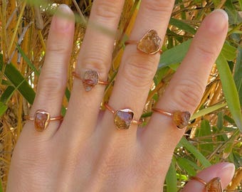 Citrine Copper Ring // Citrine Ring // Citrine Raw Ring // Raw Natural Copper Rose Gold Ring