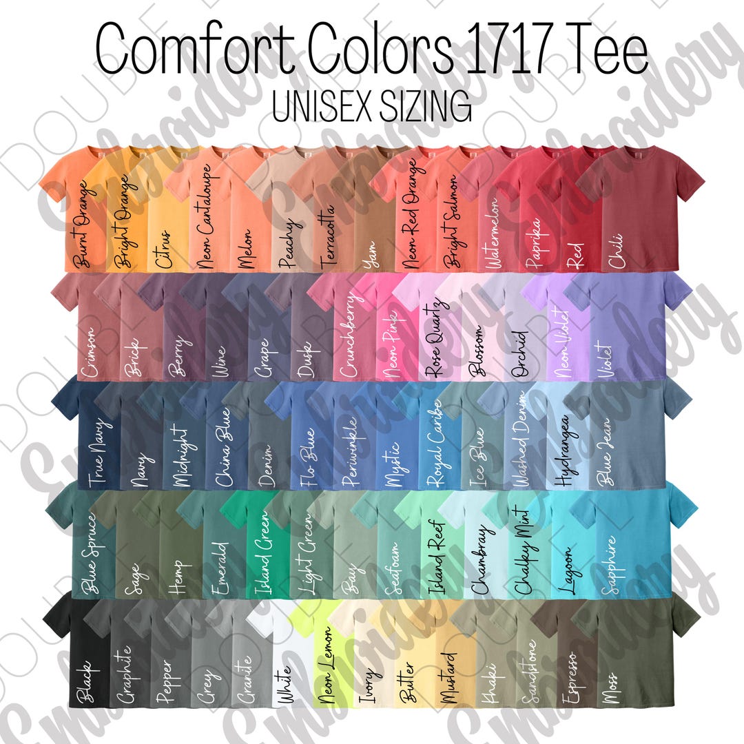 Comfort Colors 1717 Color Card Options, T-shirt Color Chart - Etsy