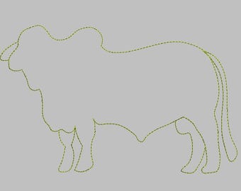 Brahma Cow Embroidery Design Outline
