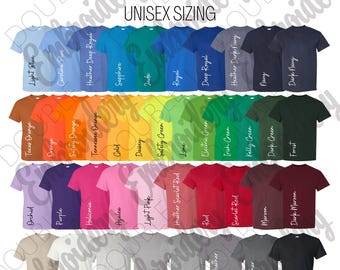 Gildan 8000 Color Card Options, Dryblend Tee Shirt Color Chart