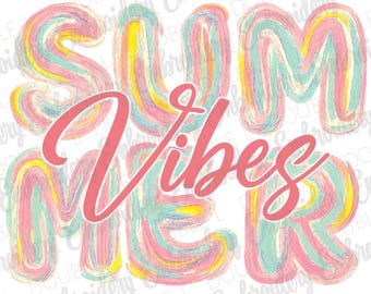 SUMMER Vibes PNG Watercolor Painted