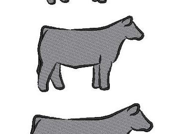 Steer Cow Embroidery Design Large, Multiple Sizes, Outline