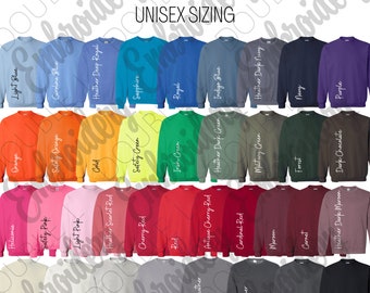 Gildan 18000 Color Card Options, Crewneck Color Chart