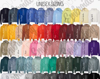 Bella Canvas 3719 Color Card Options, Hoodie Color Chart