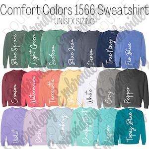 Comfort Colors 1566 Color Card Options, Crewneck Color Chart