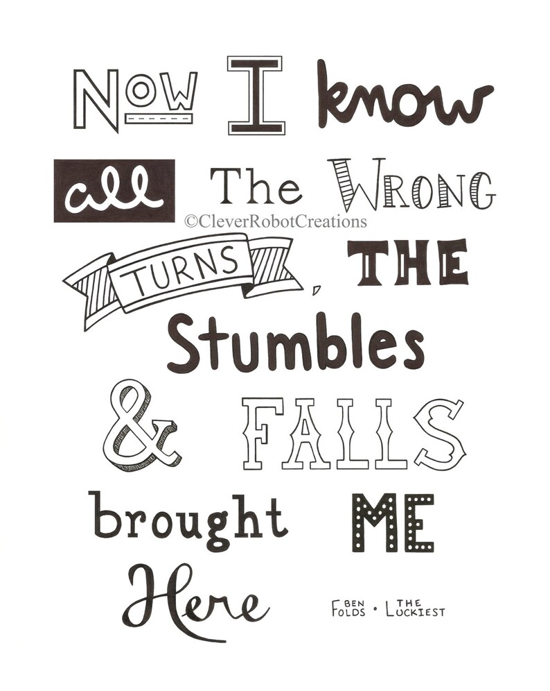 INSTANT DOWNLOAD the Luckiest Lyrics Print: "now I Know All the Wrong ...
