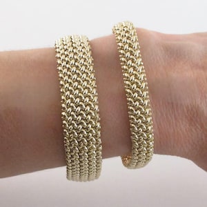 14k Yellow Gold Mesh Bracelet 7&quot;, 9 mm And 14.7 mm Wide