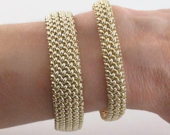 ゴールド編み込みブレスレット 編み込みブレスレット 14Kイエローゴールドフィルド スターリング