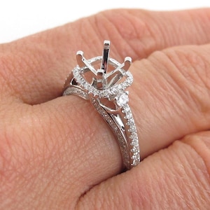 18k White Gold Diamond Engagement Semi Mount Ring Size 6 3/4 0.70 carat