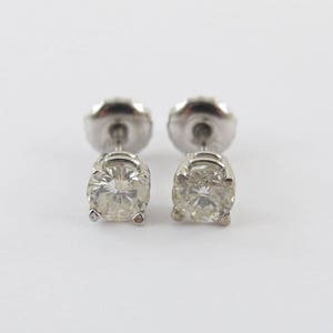 14k White Gold Diamond Stud Earrings - Genuine Natural Classic Diamond Studs 0.60 carat
