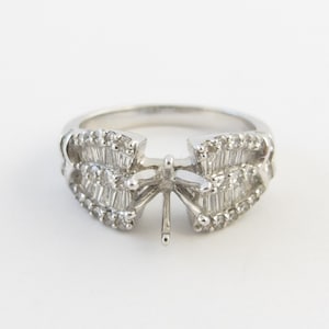14k White Gold Diamond Engagement Semi Mount Ring Size 7 1/4 1.00 carat