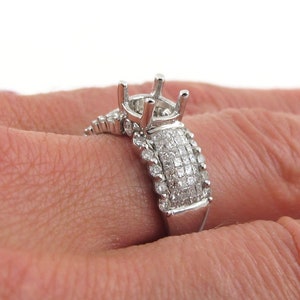 14k White Gold Diamond Engagement Semi Mount Ring Size 8 1.20 carats