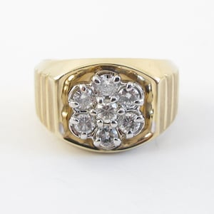 14k Yellow Gold Men&#39;s Diamond Ring Size 9 1/2