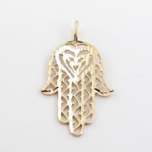14k Yellow Gold Hand Of God Hamsa Charm Pendant