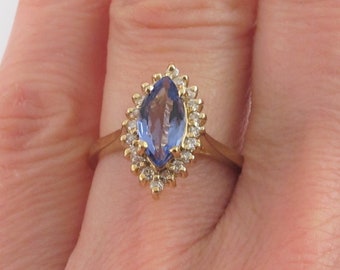 14k Yellow Gold Diamond And Tanzanite Ring