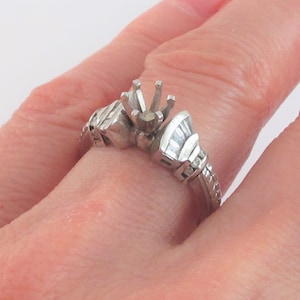 14k White Gold Diamond Engagement Ring Semi Mount
