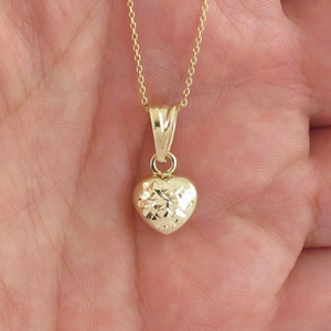 14k geelgouden hartketting 16&quot;, 18&quot;, 20&quot; - mooi sprankelend diamantgeslepen hart