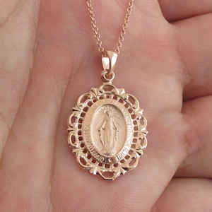 Rose gold virgin mary necklace Clearance