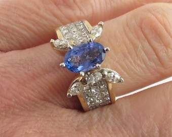 Diamond And Tanzanite Ring 14k Yellow Gold