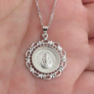 White gold virgin mary pendant clearance