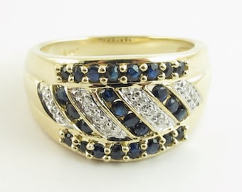 10k Yellow Gold Diamond And Sapphire Ring