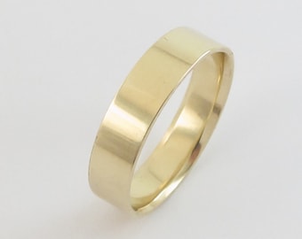 Unisex Shiny Wedding Band 14k Solid Yellow Gold 5 mm Wide - Available In Different Sizes And Colors