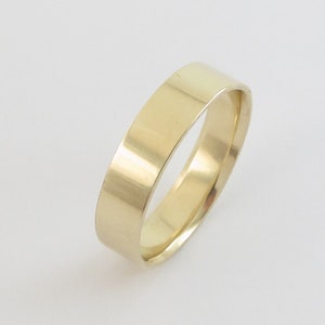 Unisex Shiny Wedding Band 14k Solid Yellow Gold 5 mm Wide - Available In Different Sizes And Colors