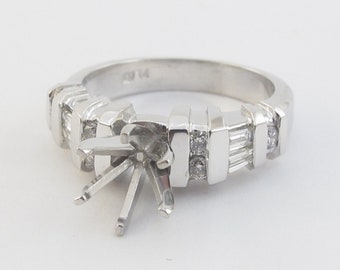 Platinum Diamond Engagement Ring Solitaire with Accent - Semi Mount