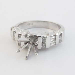 Platinum Diamond Engagement Ring Solitaire with Accent - Semi Mount