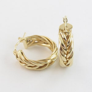 14k Yellow Gold Braided Hoop Earrings