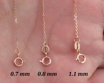 14k Rose Gold Diamond Cut Cable Chain 16" 18" 20" - 0.7 mm , 0.8 mm , 1.1 mm - Solid Gold Dainty Chain