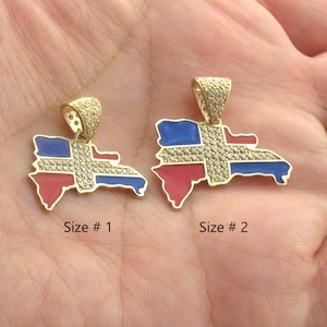 14k Solid Yellow Gold Dominican Flag Pendant