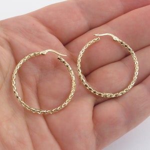 14k Gold Hoop Earrings: Diamond Cut, Sparkly Hoops