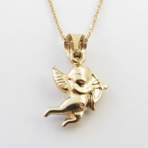 14k Yellow Gold Guardian Angel Necklace: Delicate Charm