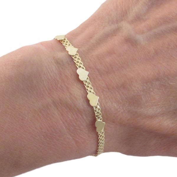 14k Solid Gelb Gold Bismark Herz Armband