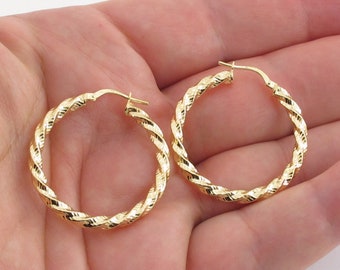 14k Yellow Gold Hoop Earrings