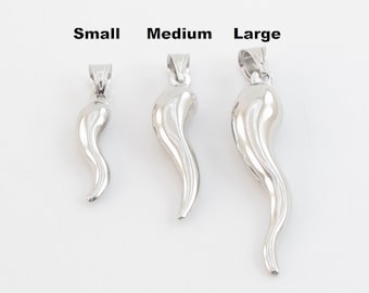 Mens italian horn necklace white gold sale
