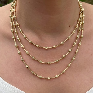 14k Yellow Gold Diamond Cut Ball Chain Necklace 7&quot; 16&quot; 18&quot; 20&quot; - Shinny Diamond Cut Ball Necklace