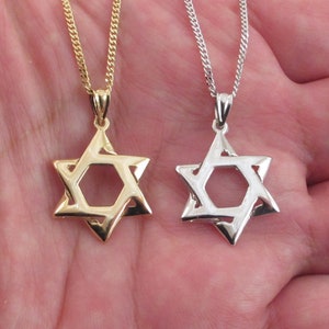 14k Solid Gold Star of David Pendant Necklace: Jewish Jewelry