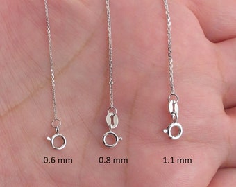 Collana In Oro Bianco 14K – Catena A Perlina Taglio Diamante – Larghezza 1.5 Mm – Varie Lunghezze – Con Scatola Regalo