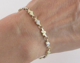 Gold Heart Bracelet 14k Yellow And White Gold